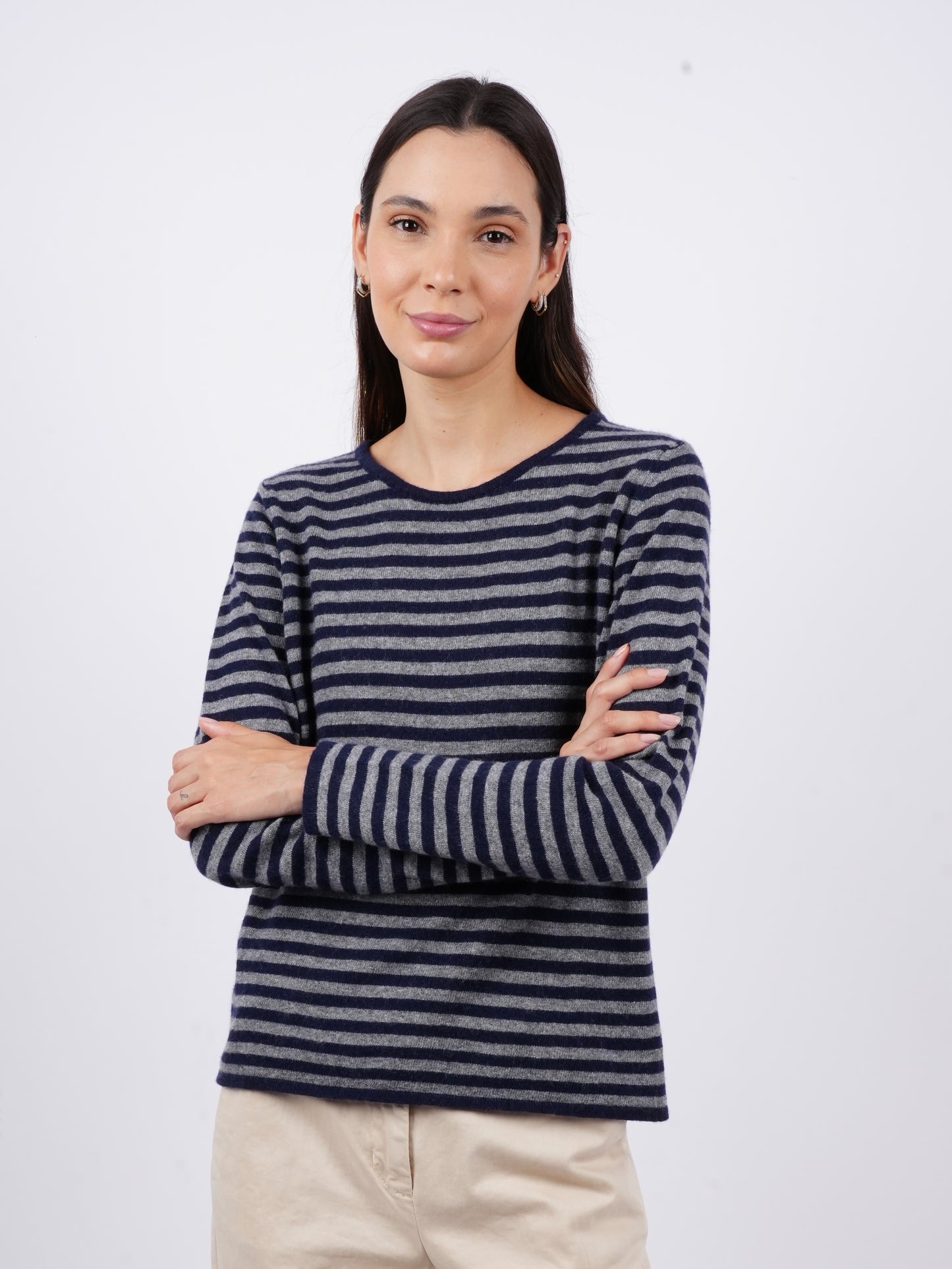 Striped crew neck sweater