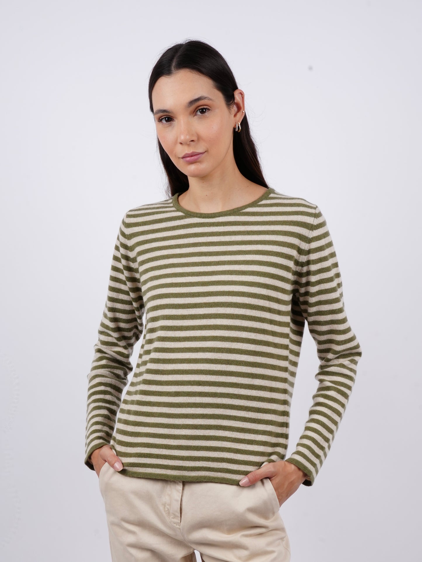 Striped crew neck sweater