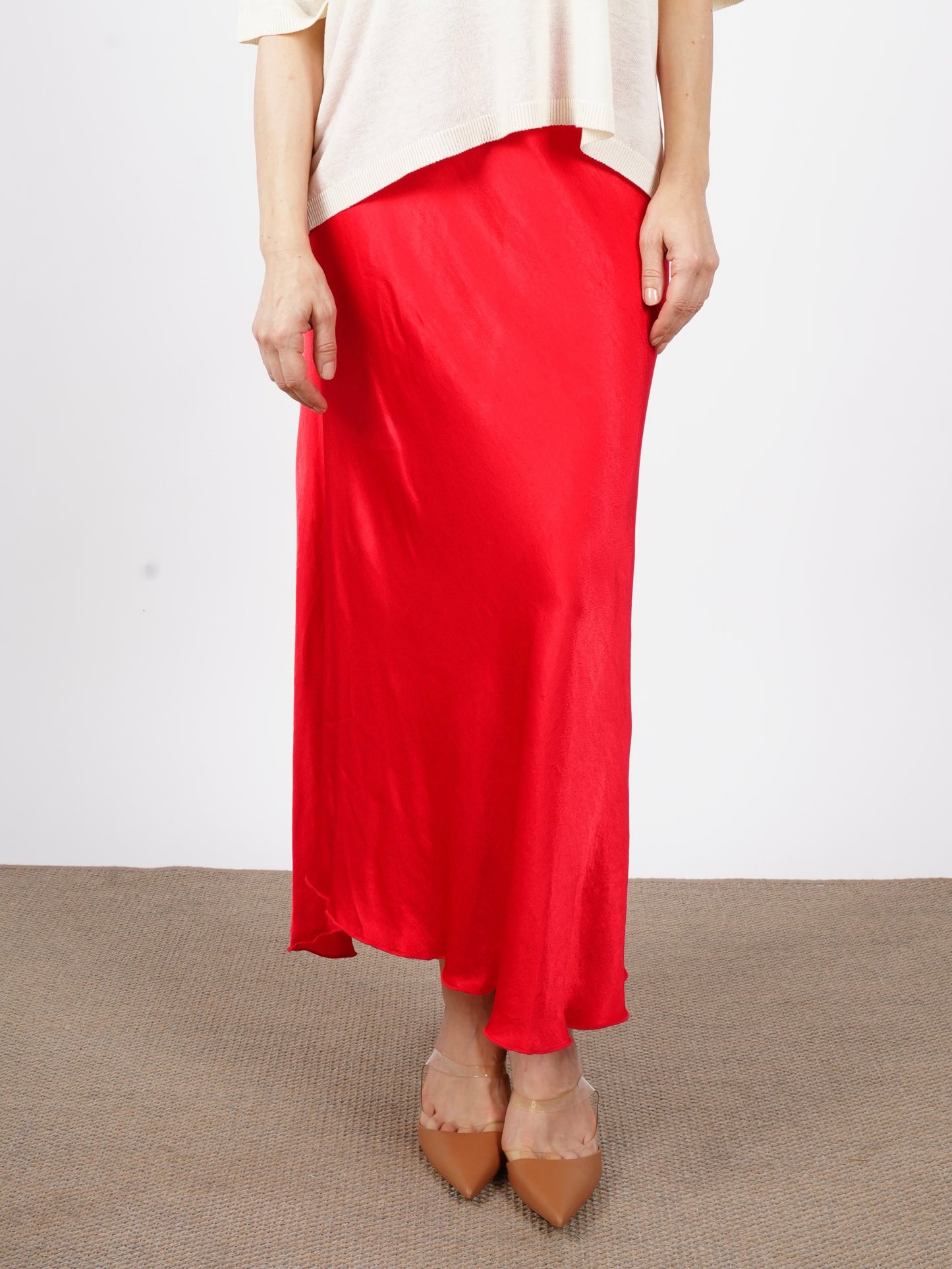 Viscose satin skirt