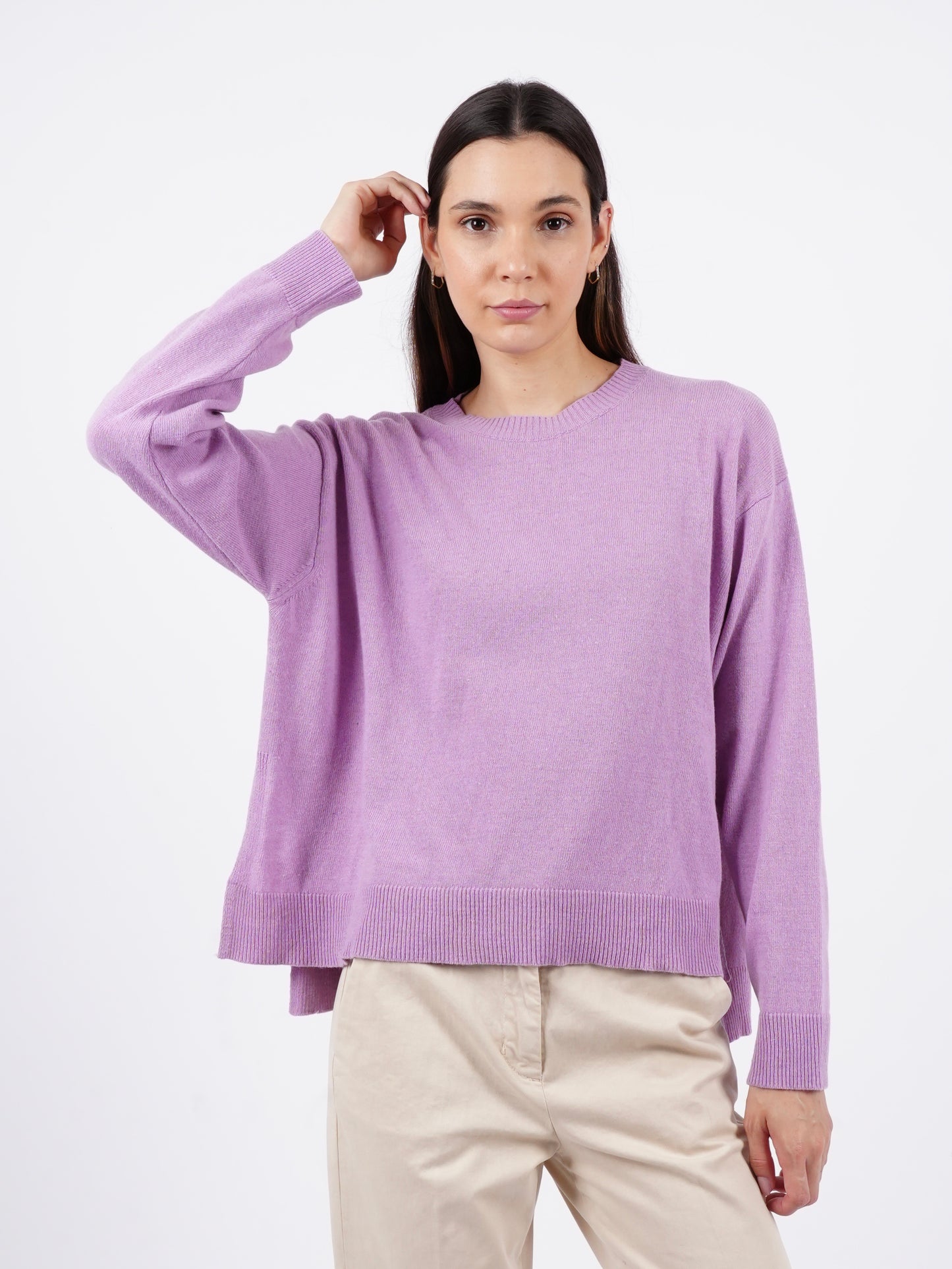 Crewneck Sweater with Slit