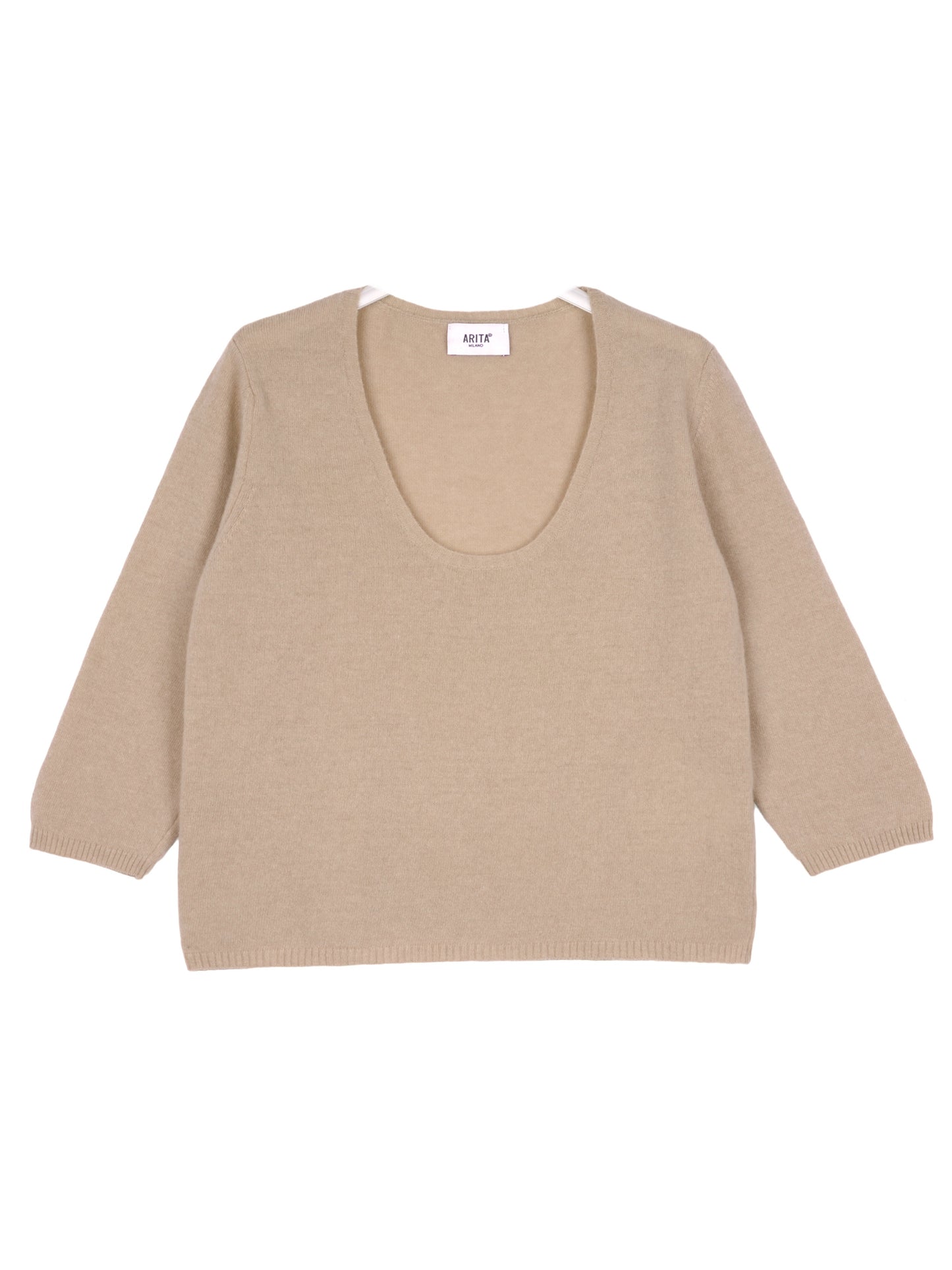 Three-quarter sleeve wool sweater