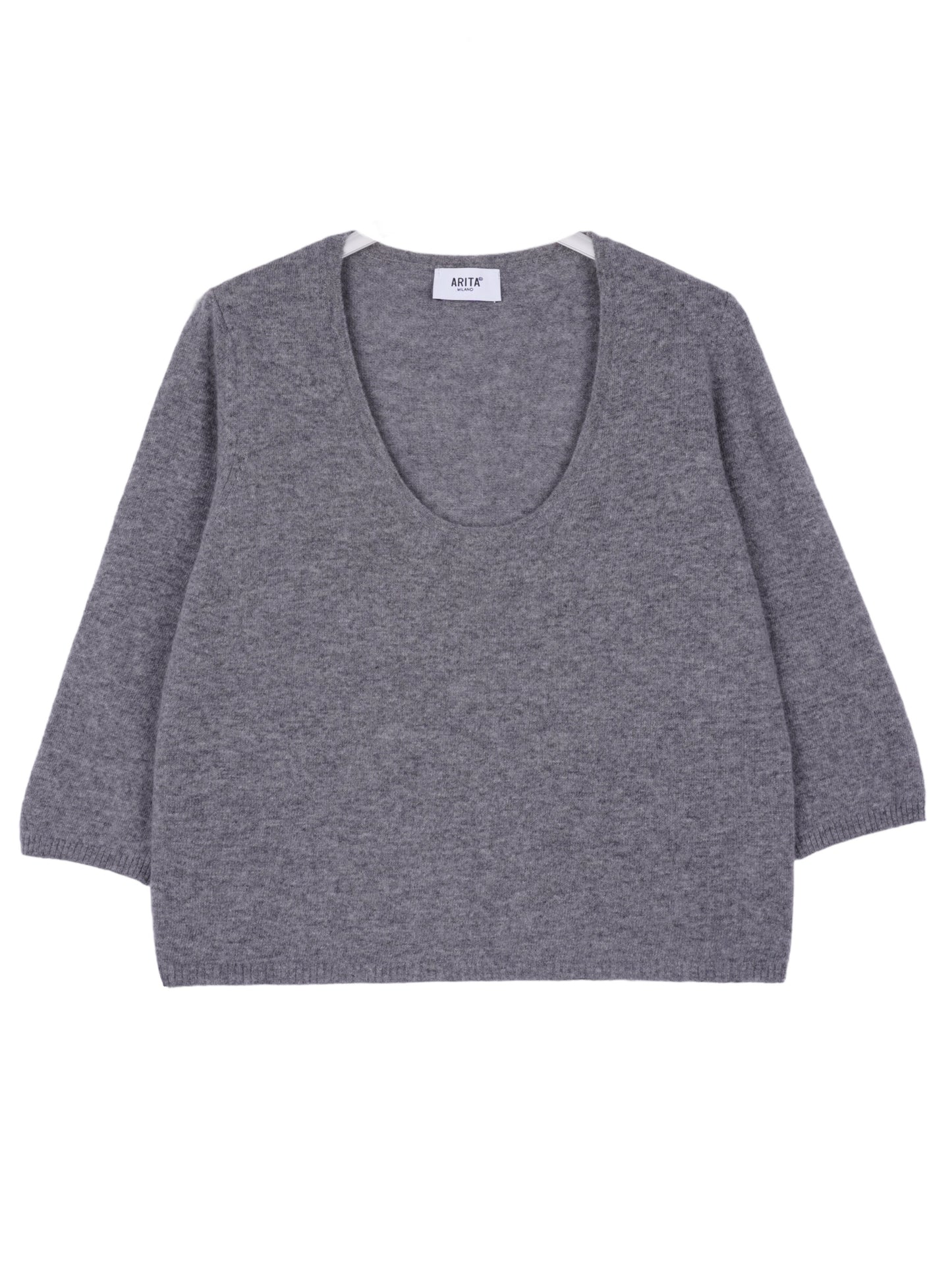 Three-quarter sleeve wool sweater