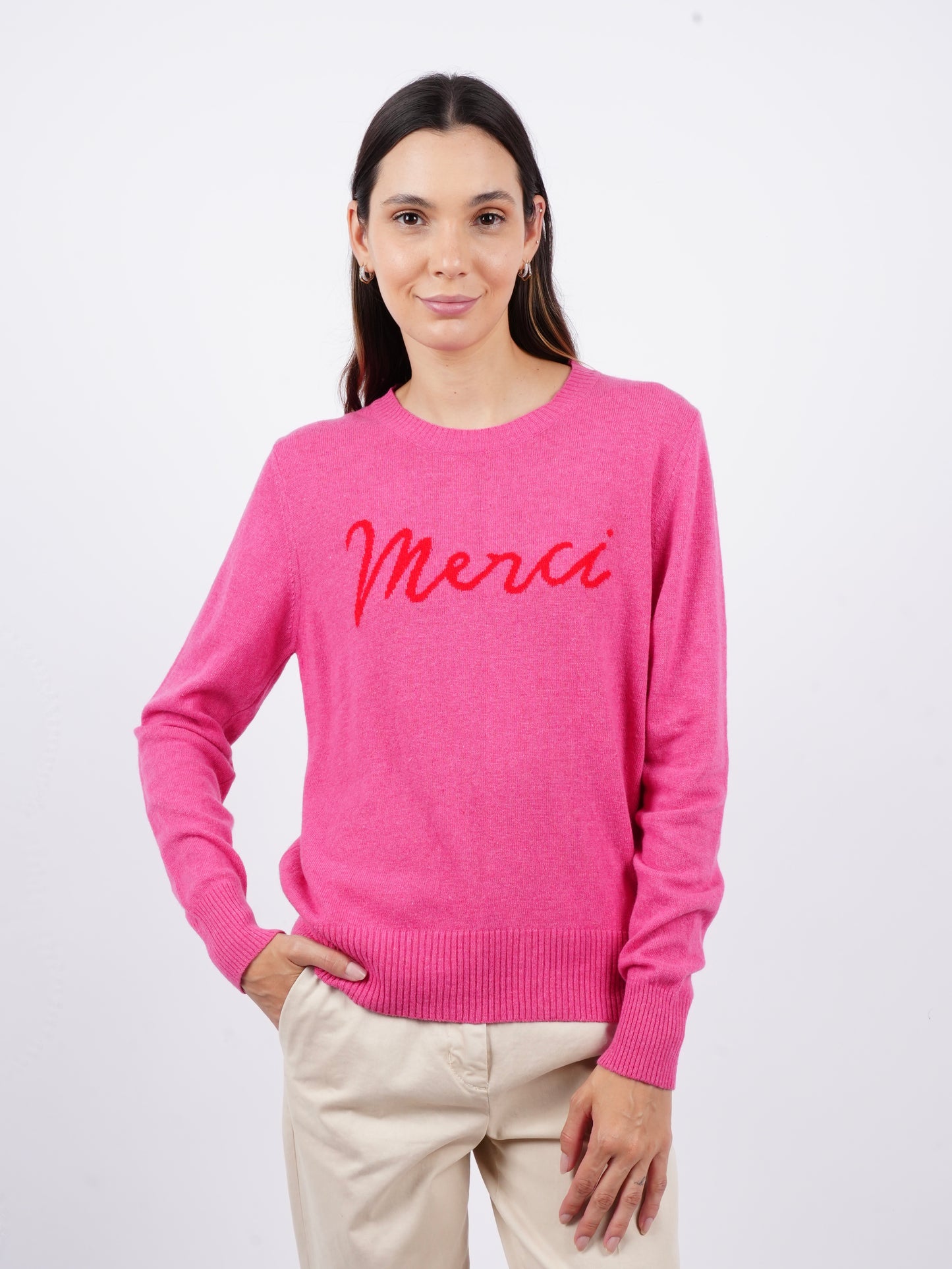 "Merci" Crew Neck Sweater