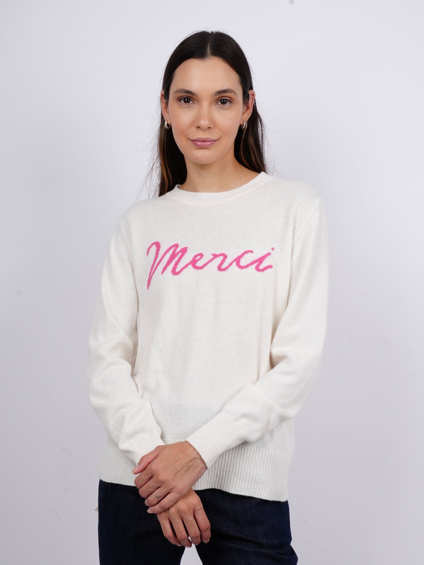 "Merci" Crew Neck Sweater