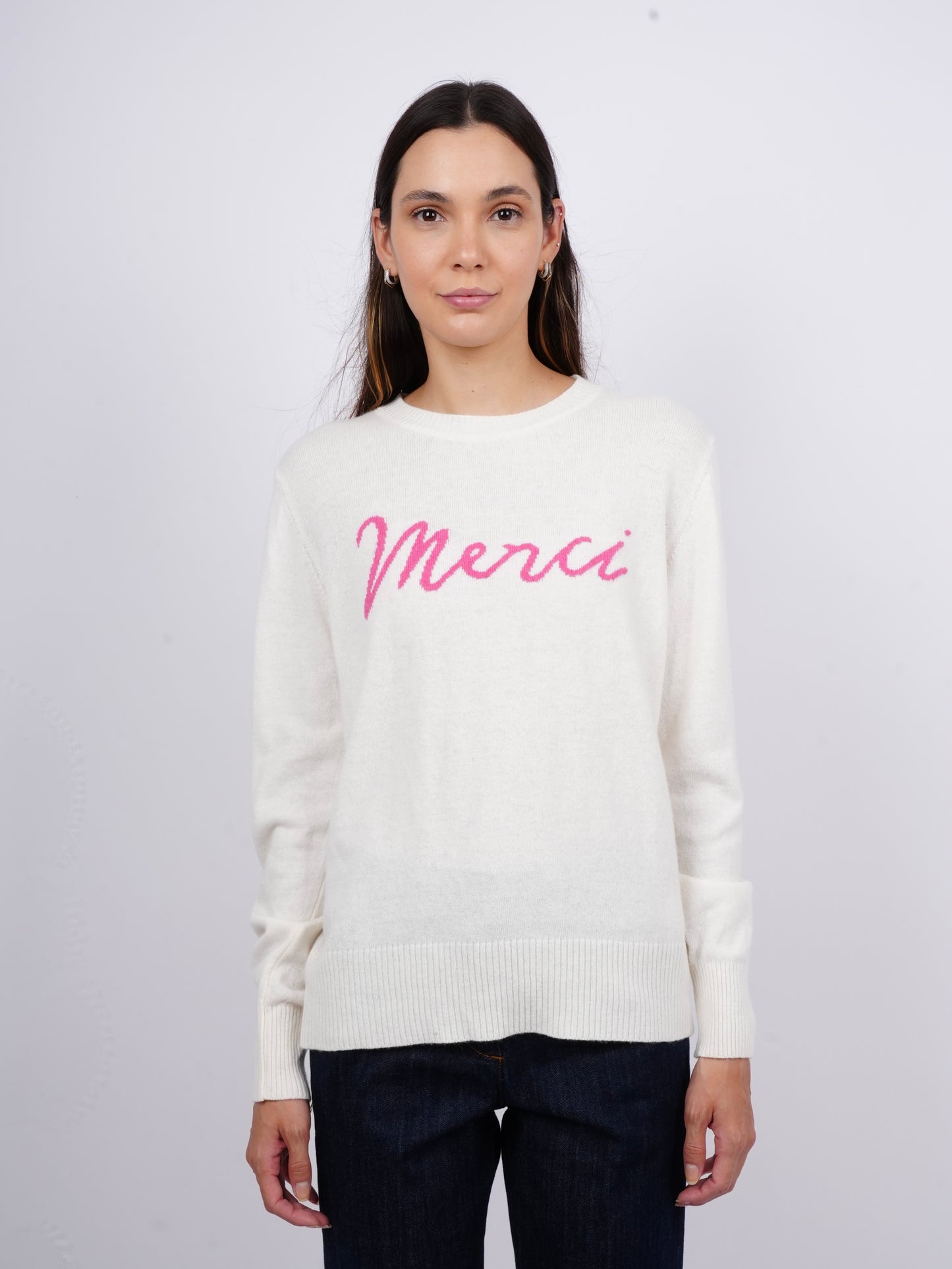 "Merci" Crew Neck Sweater