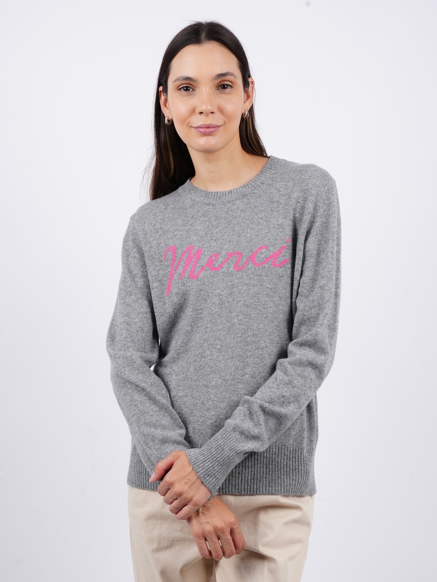 "Merci" Crew Neck Sweater