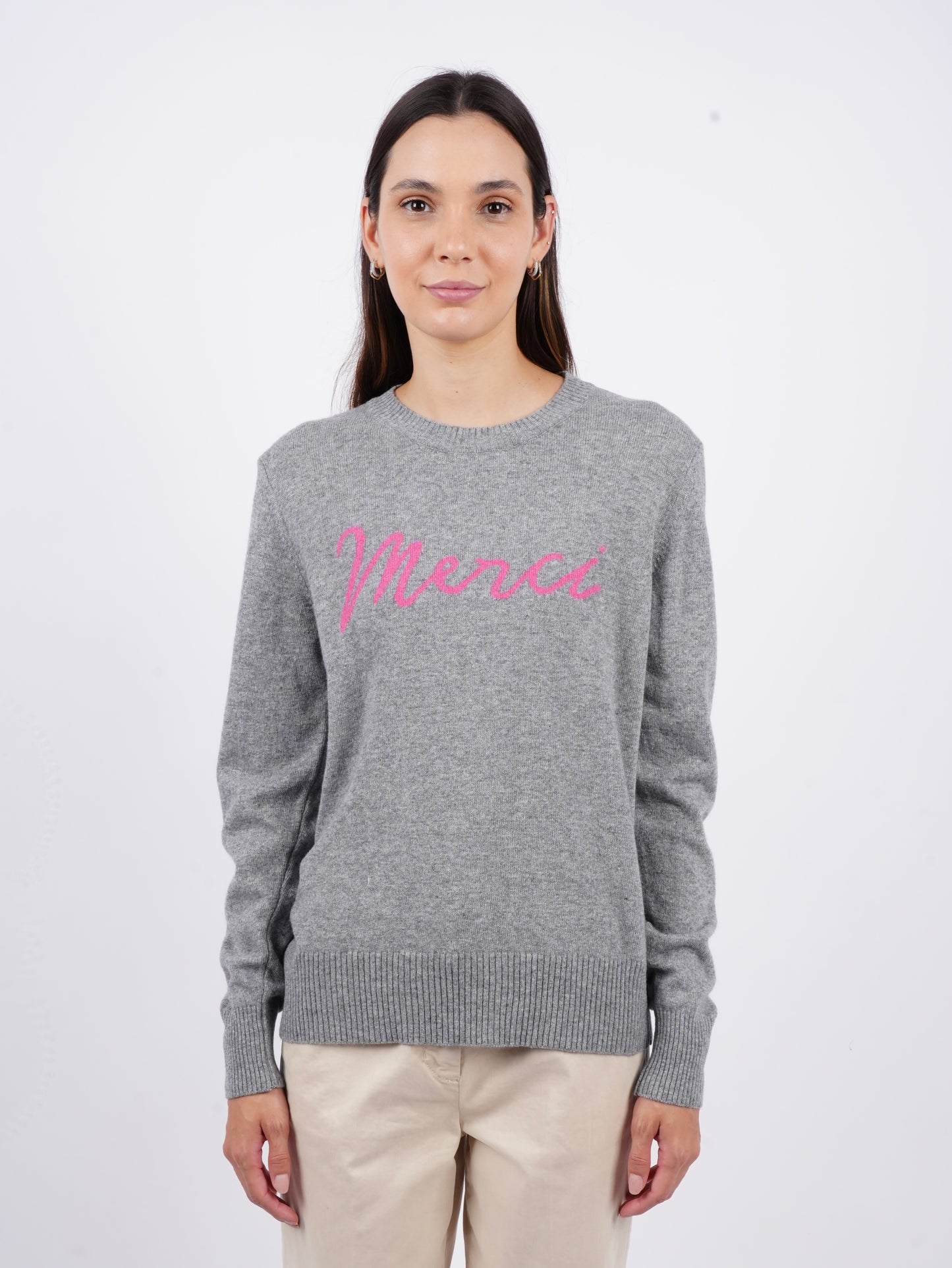 "Merci" Crew Neck Sweater