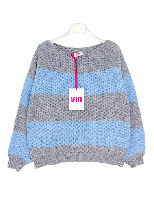 Striped boat neck sweater